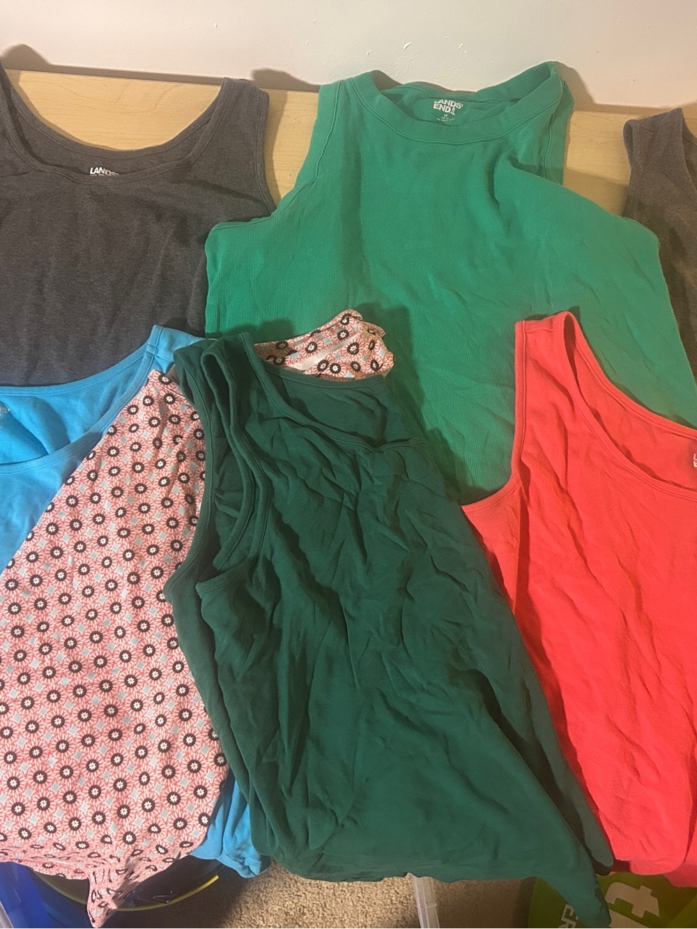 8 LANDS END 1x & 2x Tank Top Lot - Bright Green, Coral, Teal, Gray PLUS